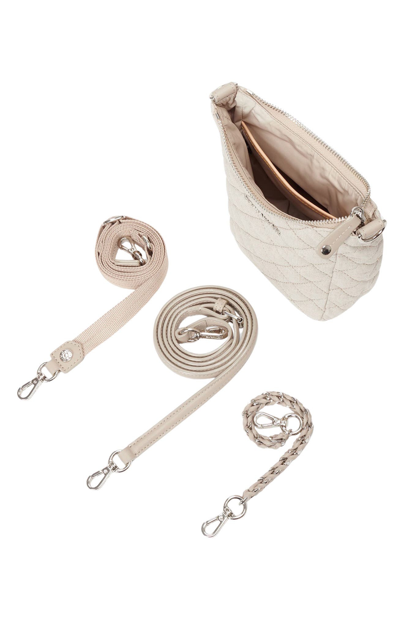 MZ Wallace Crosby Go Quilted Linen Crossbody Bag, Alternate, color, 