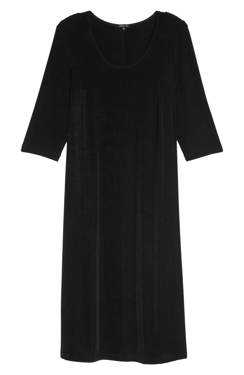Vikki Vi Three-Quarter Sleeve Stretch Knit A-Line Dress, Alternate, color,