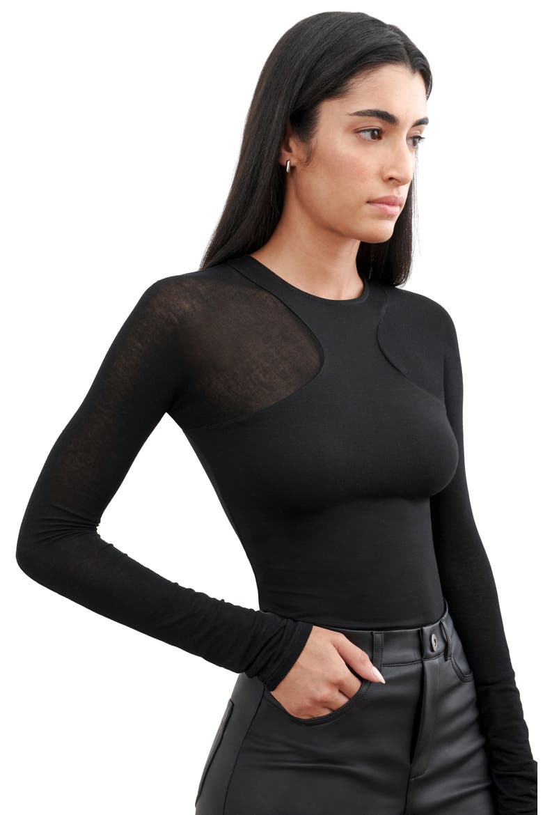 Yada Contrast Knit Top, Alternate, color, BLACK