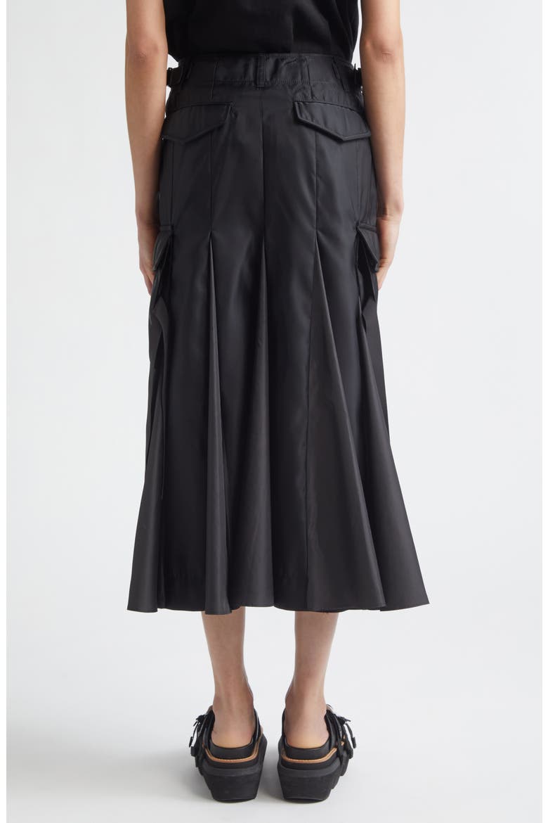 Insulated Nylon Twill & Satin Cargo Skirt, Alternate, color, BLACK