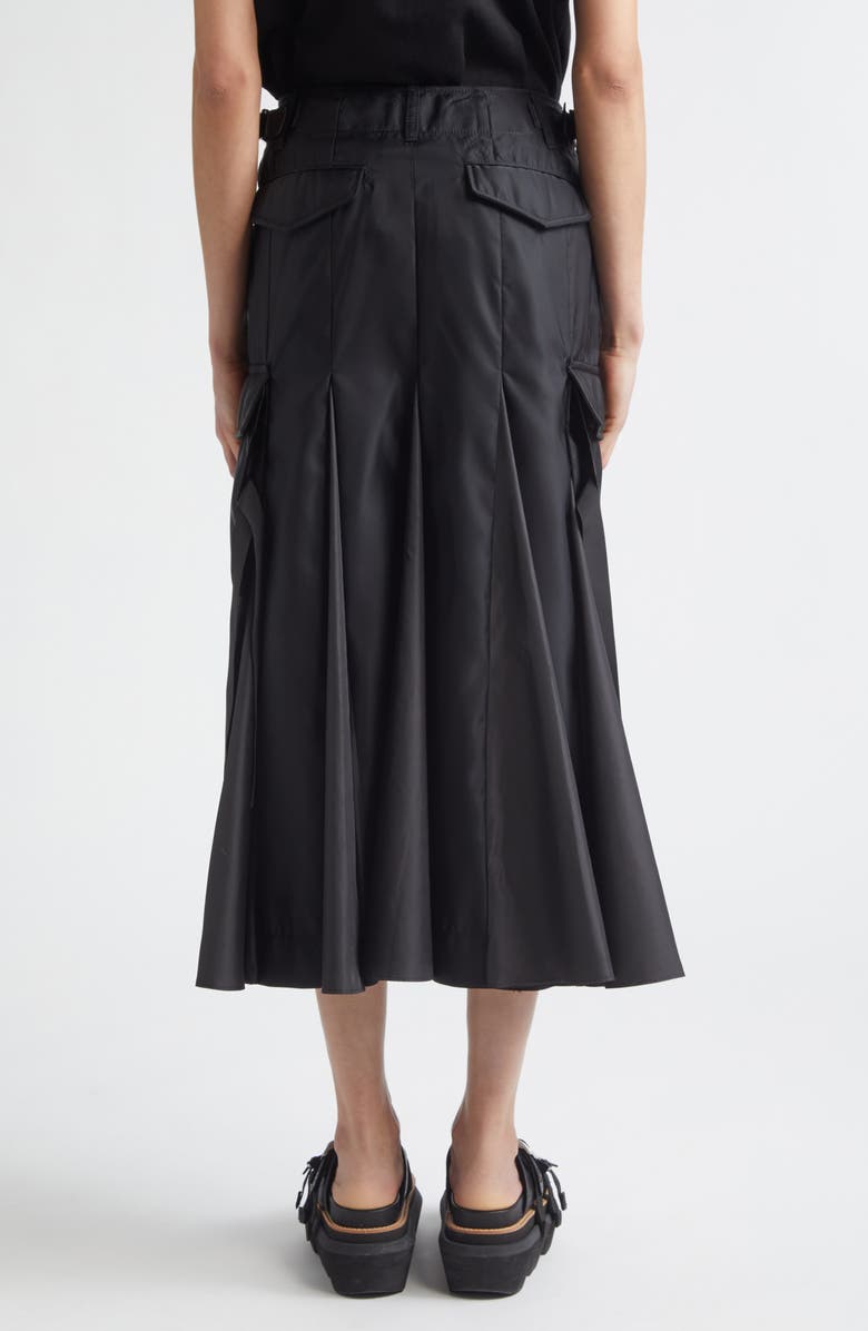 Sacai Insulated Nylon Twill & Satin Cargo Skirt, Alternate, color, Black