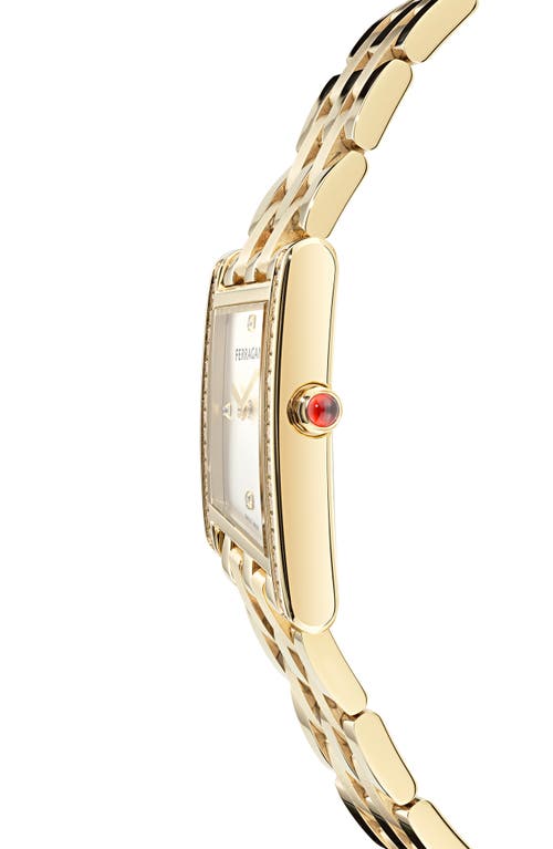 Ferragamo Women's Swiss Asymetrique Diamond Accent Gold Ion Plated Bracelet Watch 22x36mm In Ip Yellow Gold