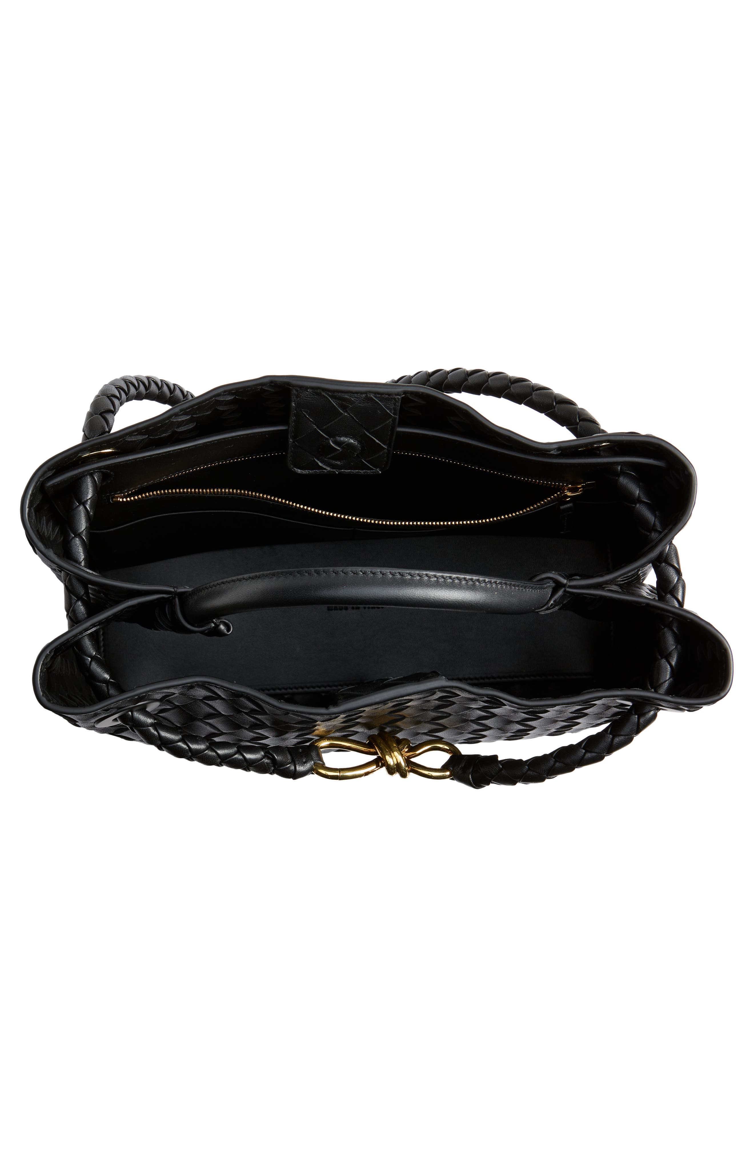 Bottega Veneta Medium Andiamo Intrecciato Shoulder Bag, Alternate, color, 1139 Black-M Brass-Black