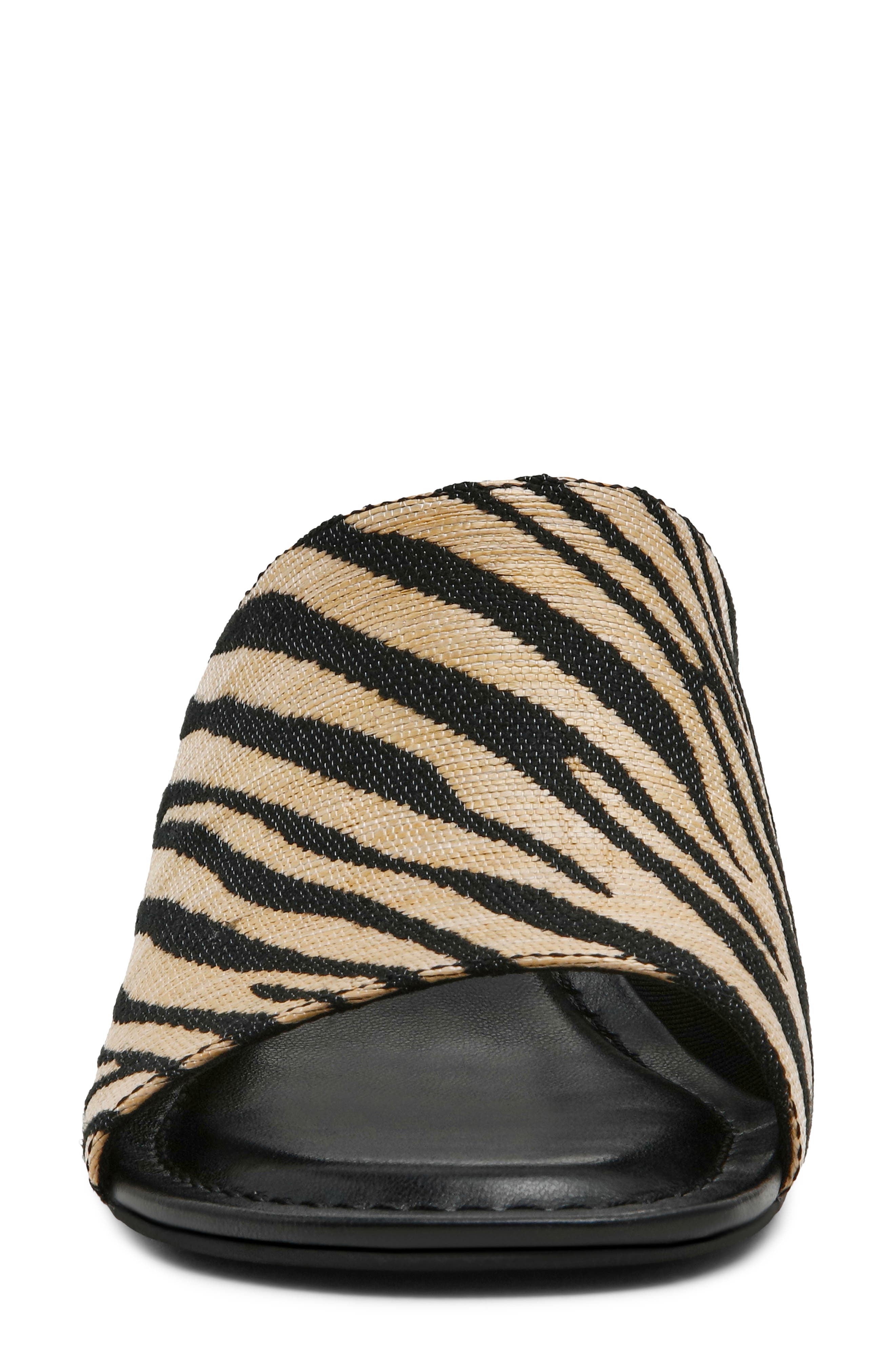 Charisma Wedge Slide Sandal, Alternate, color, ZEBRA RAFFIA