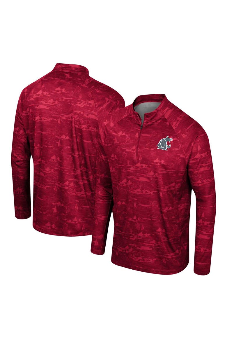 COLOSSEUM Men's Colosseum Crimson Washington State Cougars Carson Raglan Quarter-Zip Jacket, Main, color, Crimson