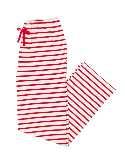 RuffleButts Modal Blend Gender Inclusive Adult Pajama Pants in Red & White Stripe 