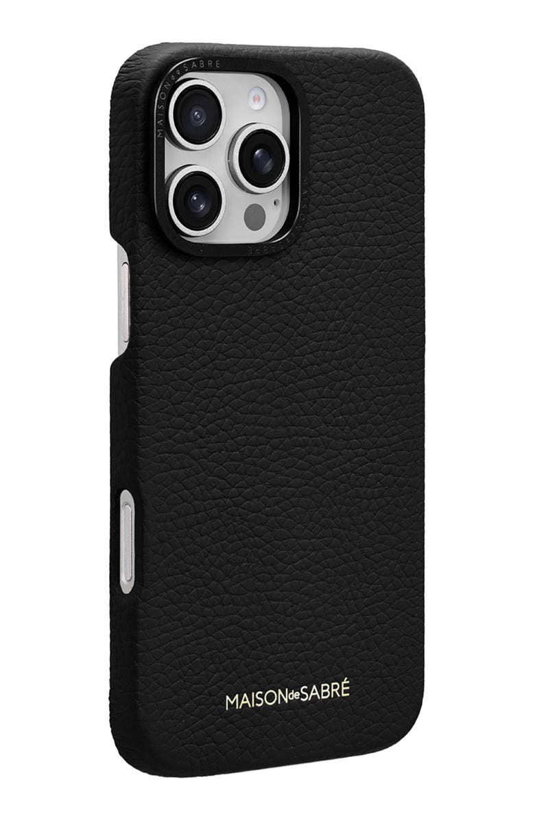 MAISON de SABRÉ Leather Phone Case, Alternate, color, Black Caviar