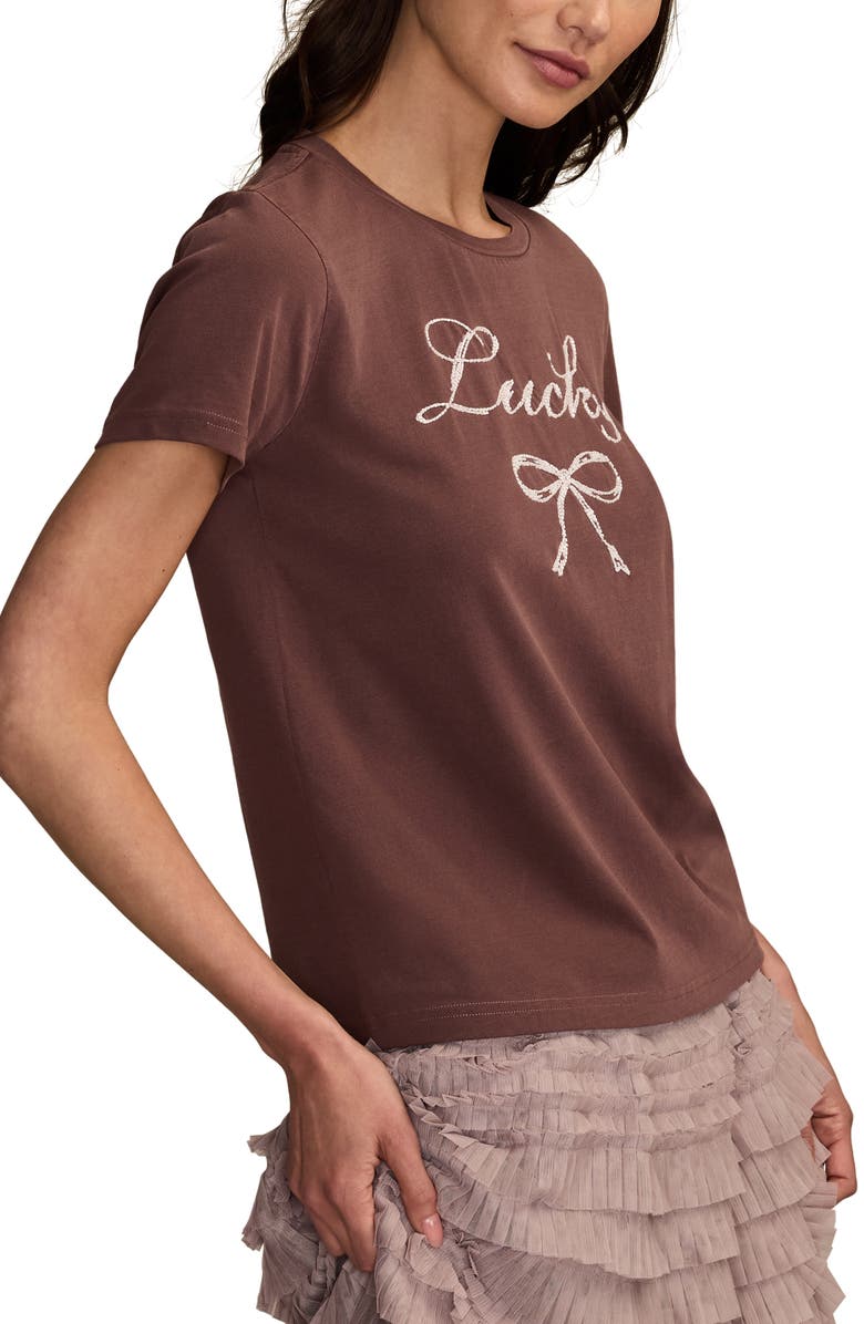 Lucky Brand Classic Lucky Bow T-Shirt, Alternate, color, Bitter Chocolate