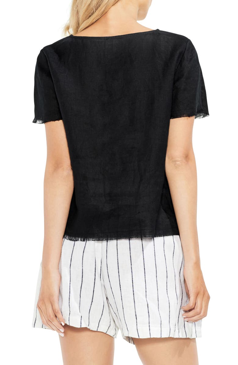 Vince Camuto Frayed Edge Linen Tee, Alternate, color,