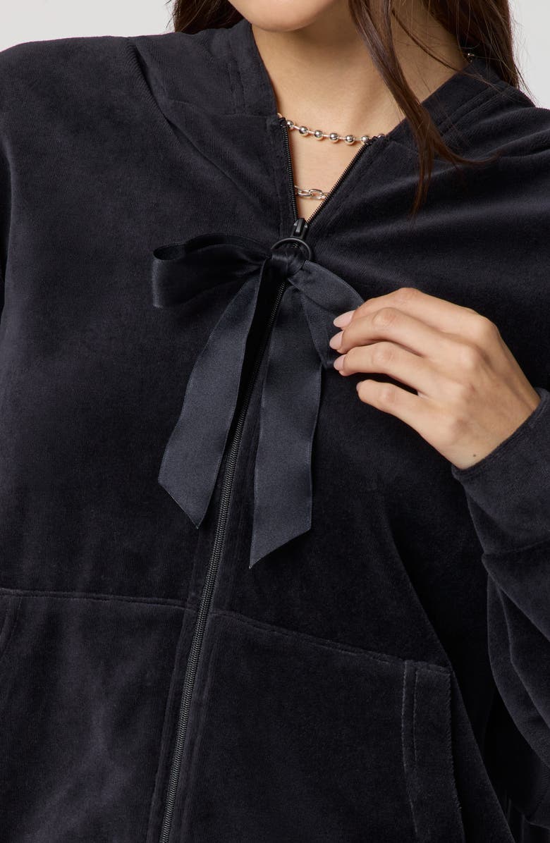 Florence by Mills Velour Bow Hoodie, Alternate, color, Black