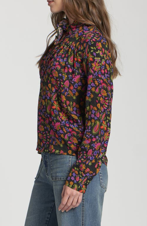 Apny Ruffle Half-placket Shirt In Multi