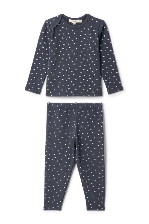 Boy Bird Print 2 Piece French Fleece Top and Pants Set (Toddler, Little Kid & Big Kid)
