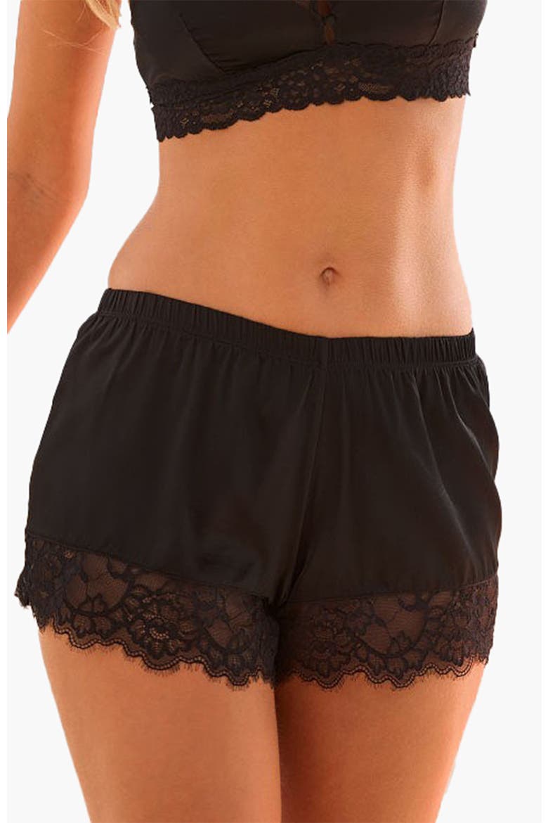 Silk Lace Sleep Shorts, Main, color, Black