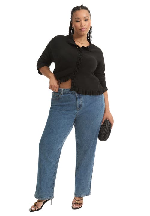 June + Vie Curvie-fit High-rise Straight-leg Stretch Jeans In Multi