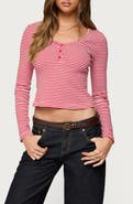 EDIKTED Jocelyn Stripe Stretch Cotton Crop Top