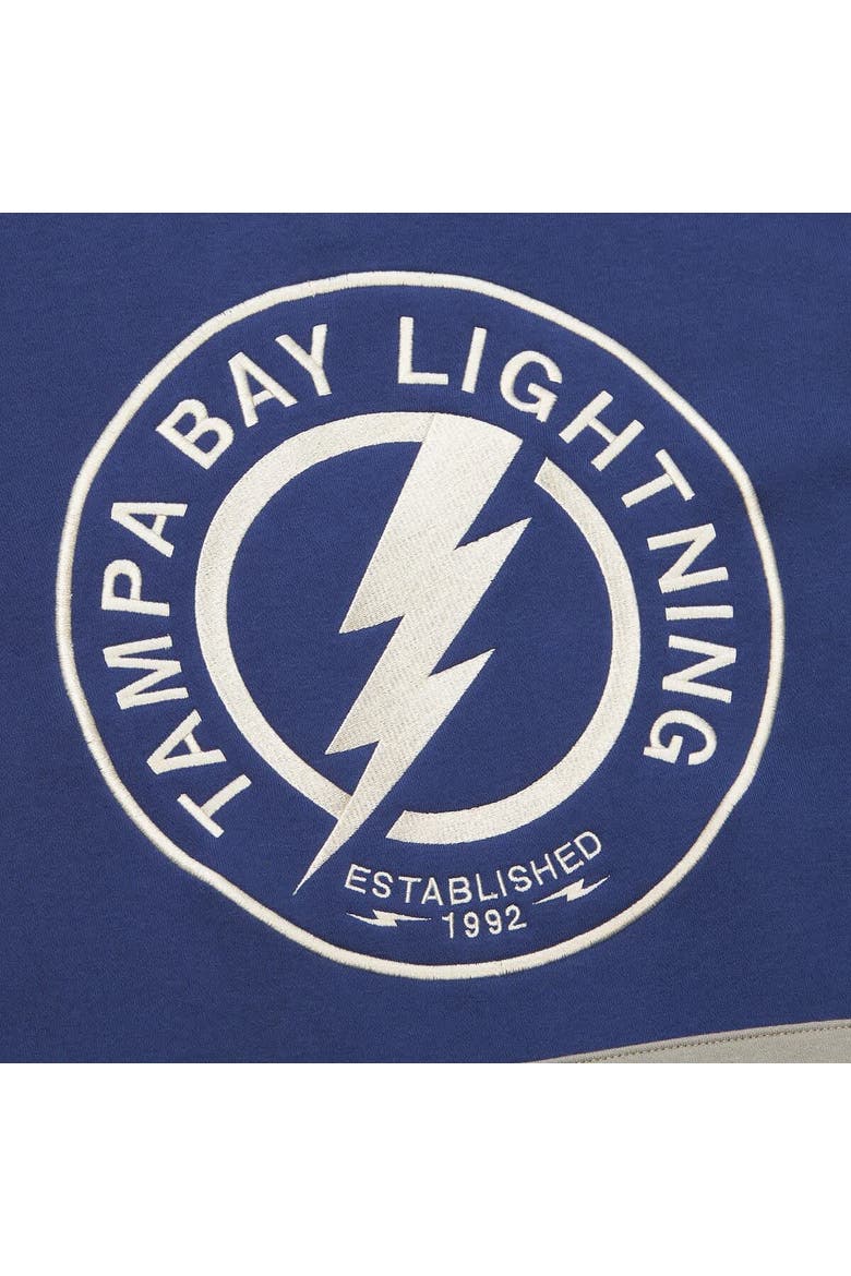 Women's Mitchell & Ness Blue Tampa Bay Lightning Heritage Lace-Up Pullover Sweatshirt, Alternate, color, Blue