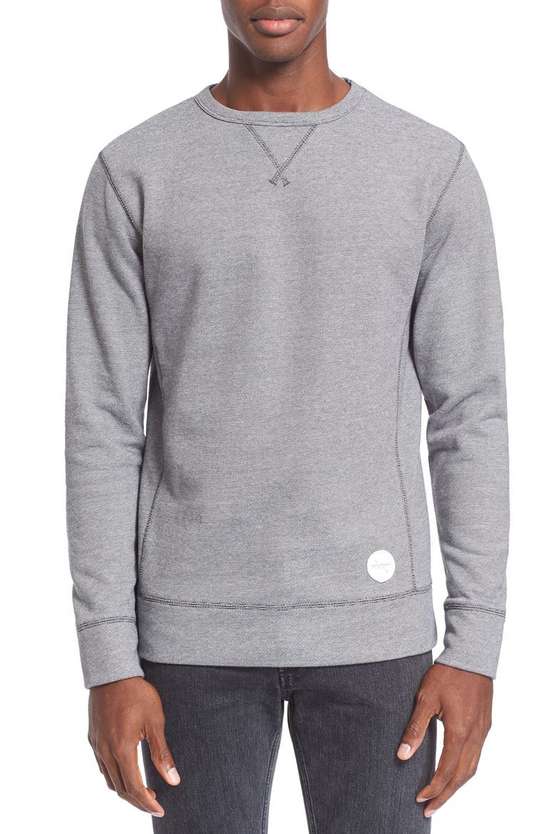 'Bowery' Stripe Crewneck Sweatshirt, Main, color, BLACK