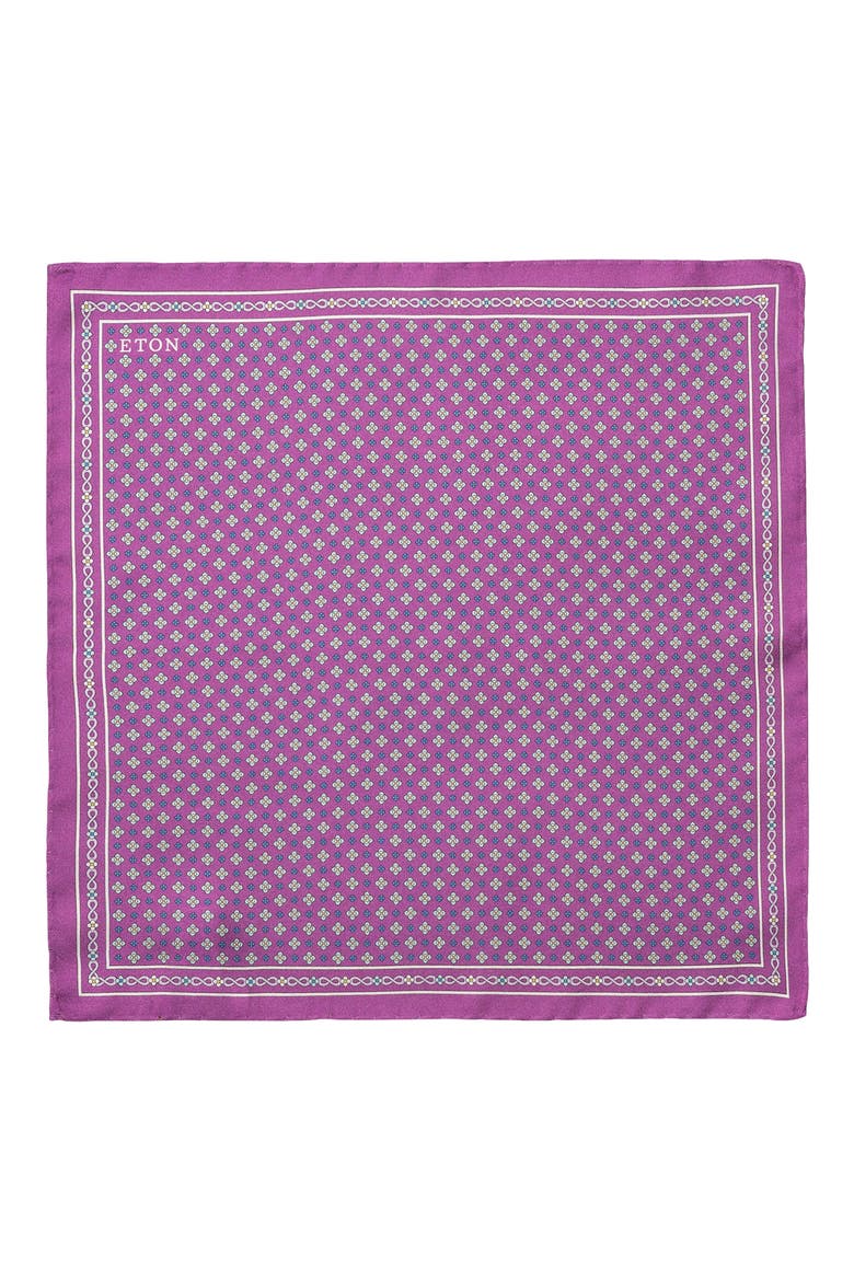 Mid Purple Floral Medallion Silk Twill Pocket Square, Alternate, color, MEDIUM PURPLE