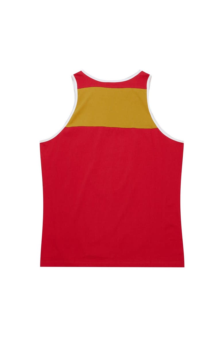 Men's Mitchell & Ness Scarlet/Gold San Francisco 49ers  Heritage Colorblock Tank Top, Alternate, color, Scarlet