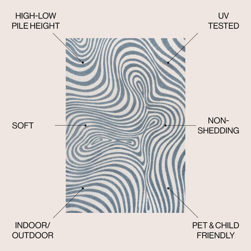 Jonathan Y Maribo High-low Abstract Groovy Striped Indoor/outdoor Area Rug In Dark Blue/cream
