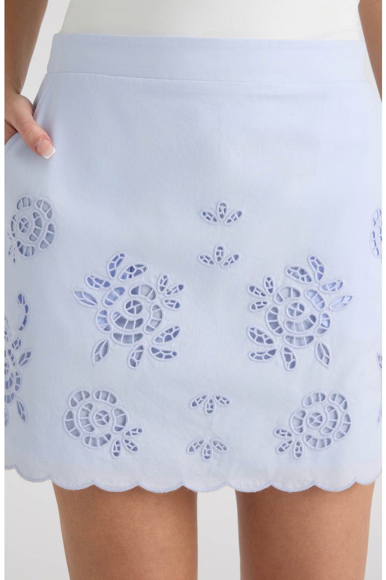 Cotton Eyelet Miniskirt, Alternate, color, CLOUD BLUE