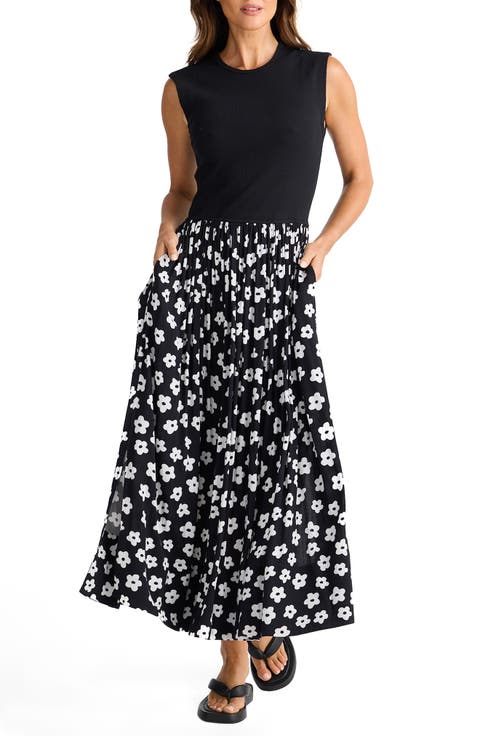 Daphne Mixed Media Midi Dress