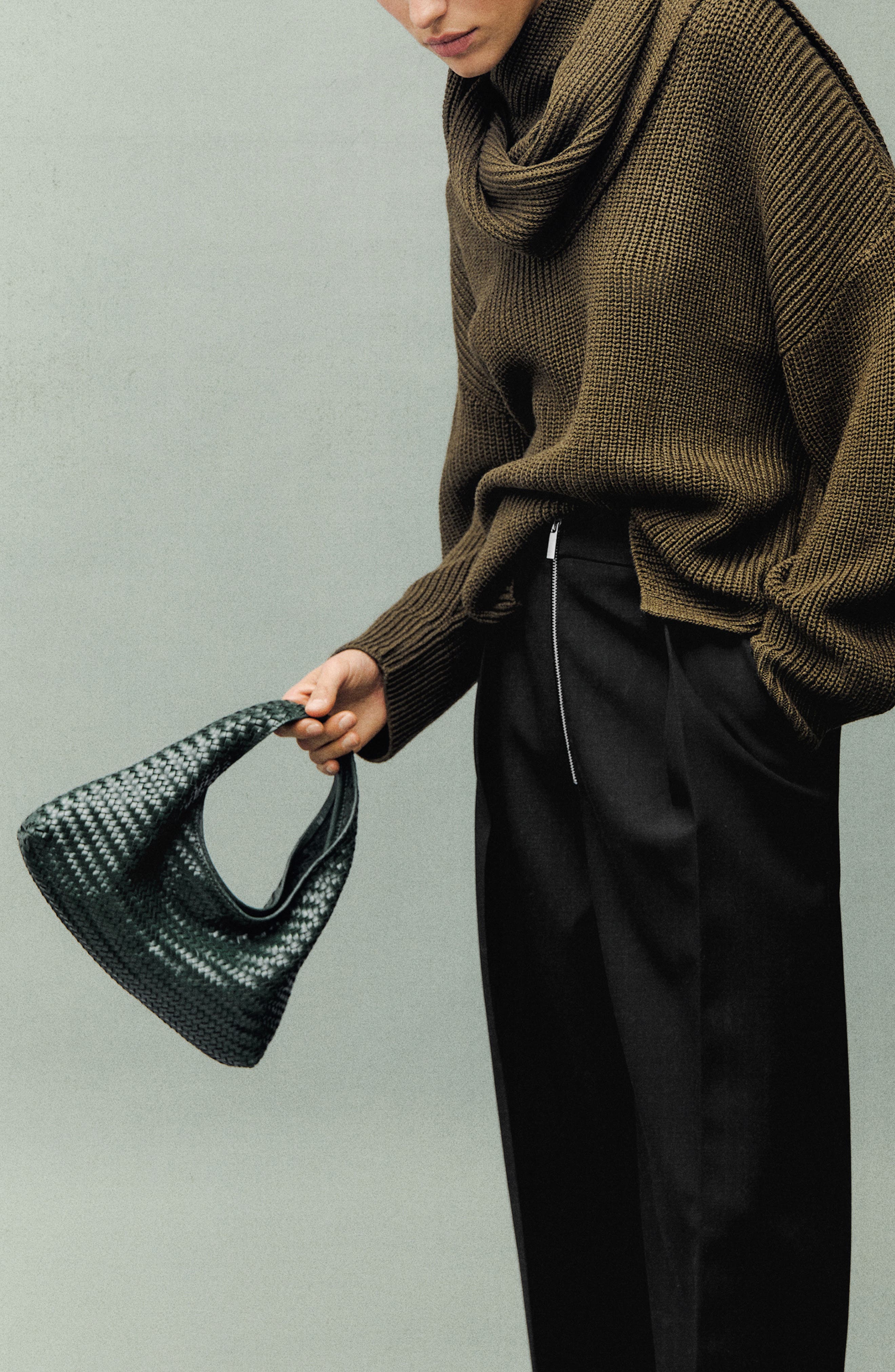 MANGO Mini Braided Leather Bag, Alternate, color, 