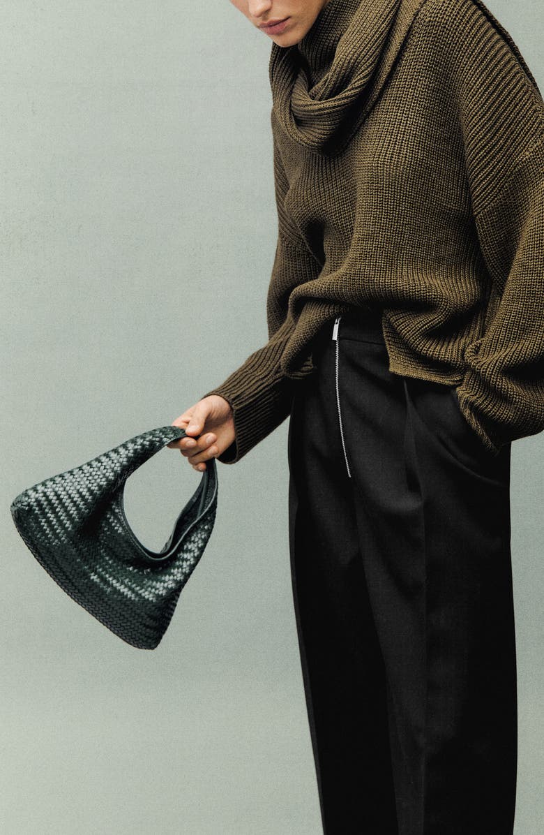 MANGO Mini Braided Leather Bag, Alternate, color,