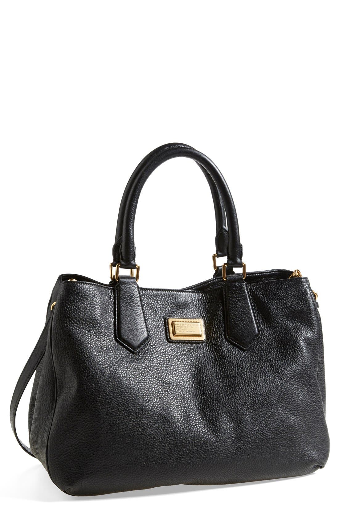 MARC BY MARC JACOBS Leather Tote, Main, color, BLACK