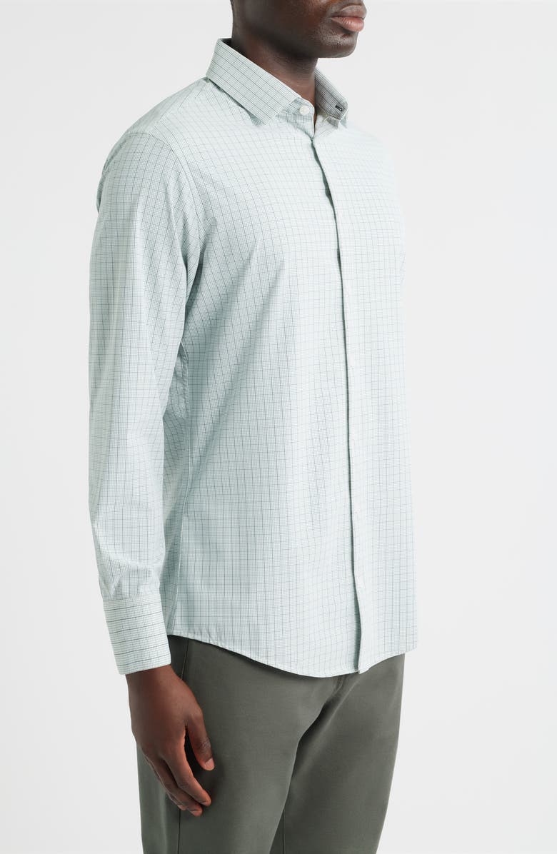 Mizzen+Main Leeward No Tuck Trim Fit Plaid Performance Button-Up Shirt, Alternate, color, Eucalyptus Mini Plaid
