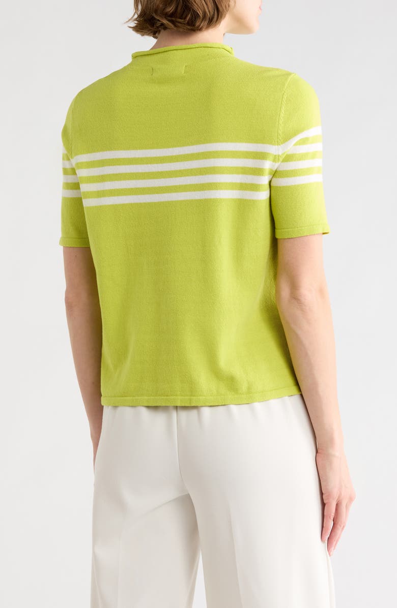 KAY UNGER SPORTSWEAR Stripe Short Sleeve Sweater, Alternate, color, Bright Chartreuse
