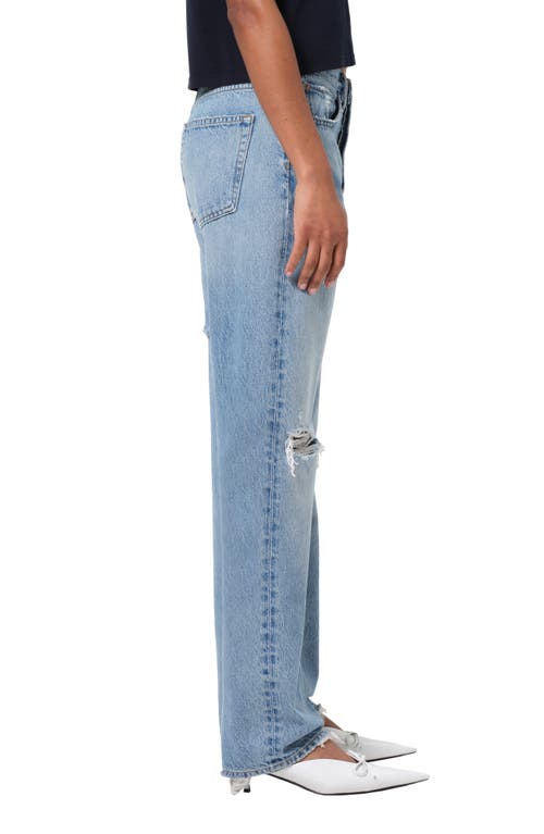 Agolde Amryn Double Layer Ripped Straight Leg Jeans In Blue