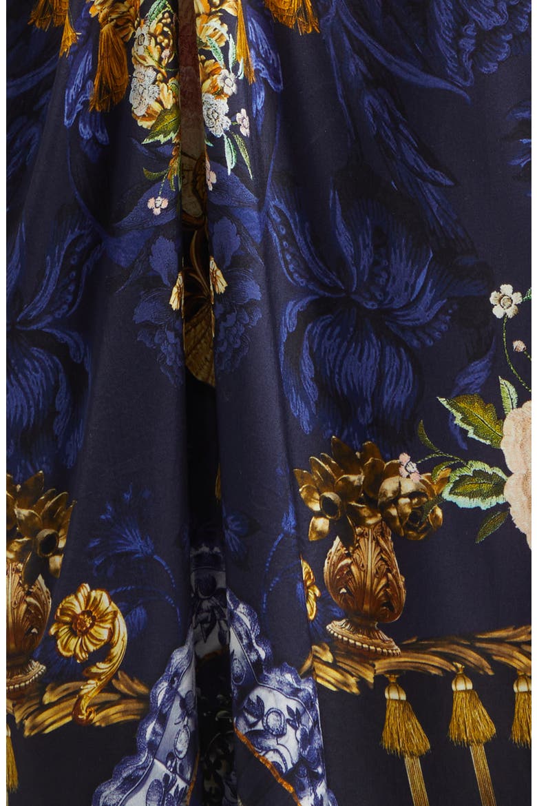 Twist Front Batwing Long Sleeve Silk Maxi Dress, Alternate, color, NOTES FROM THE BLUE ROOM