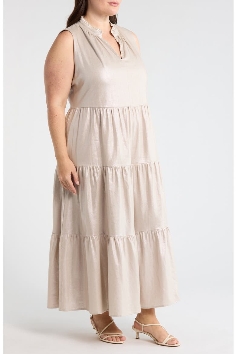 Linen Blend Tiered Maxi Dress, Alternate, color, NEUTRAL