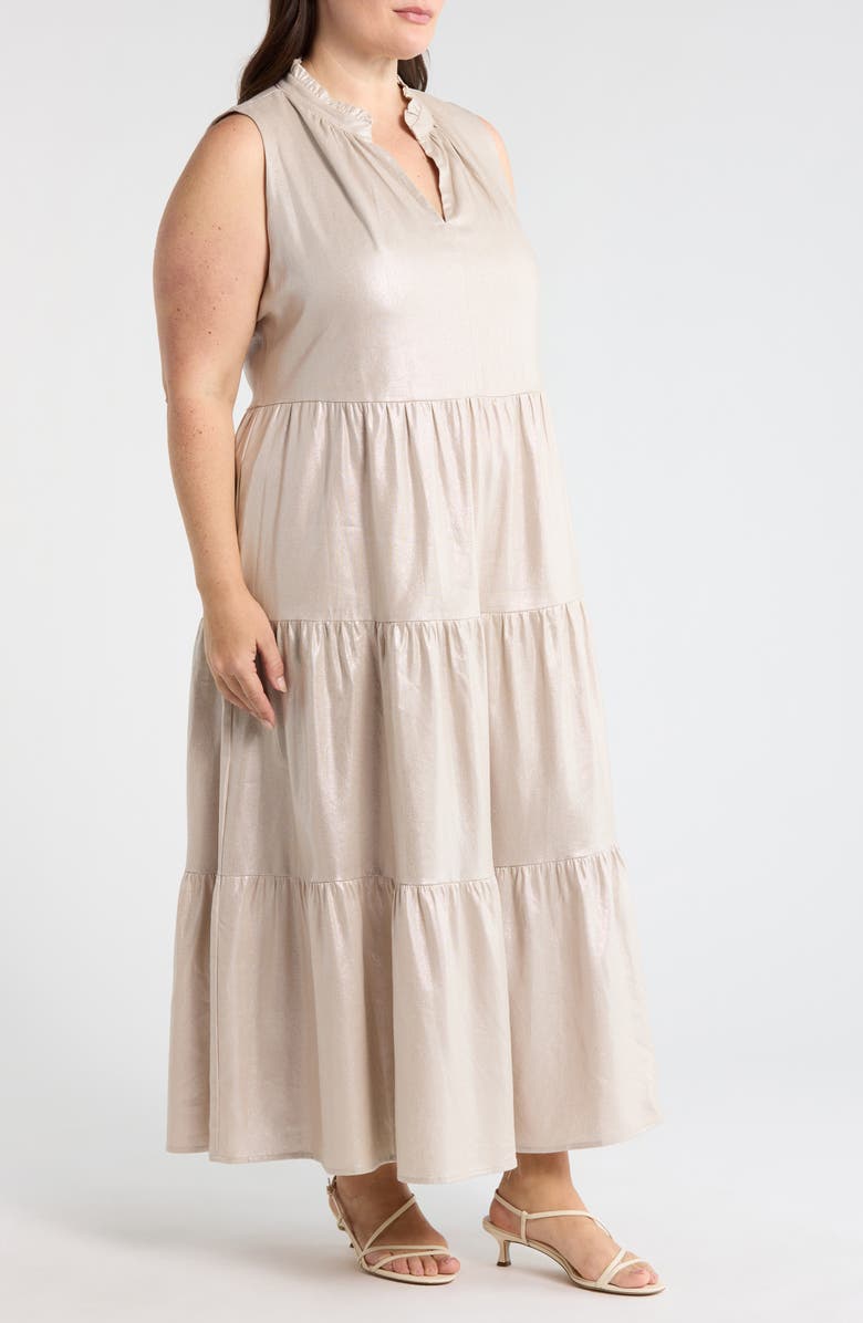 Vince Camuto Linen Blend Tiered Maxi Dress, Alternate, color, Neutral