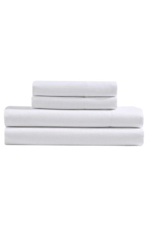 Microdot Grid 300 Thread Count Cotton Sateen Sheet Set