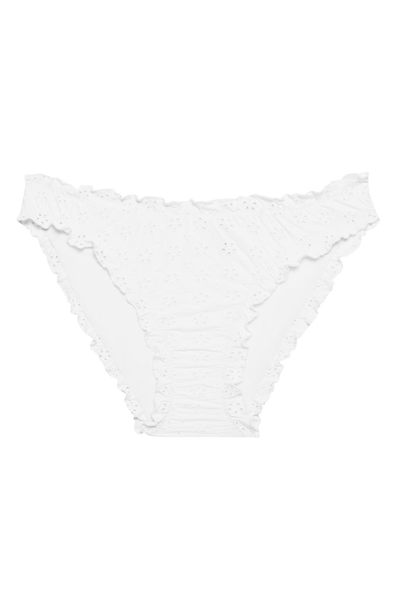 Polo Ralph Lauren Ruffle Eyelet High Leg Scoop Bikini Bottoms, Alternate, color, 