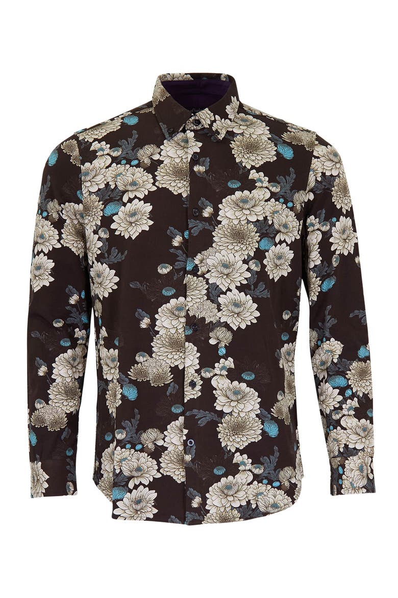 Sawyer Knit Button-Up Shirt, Main, color, Serious Floral Black