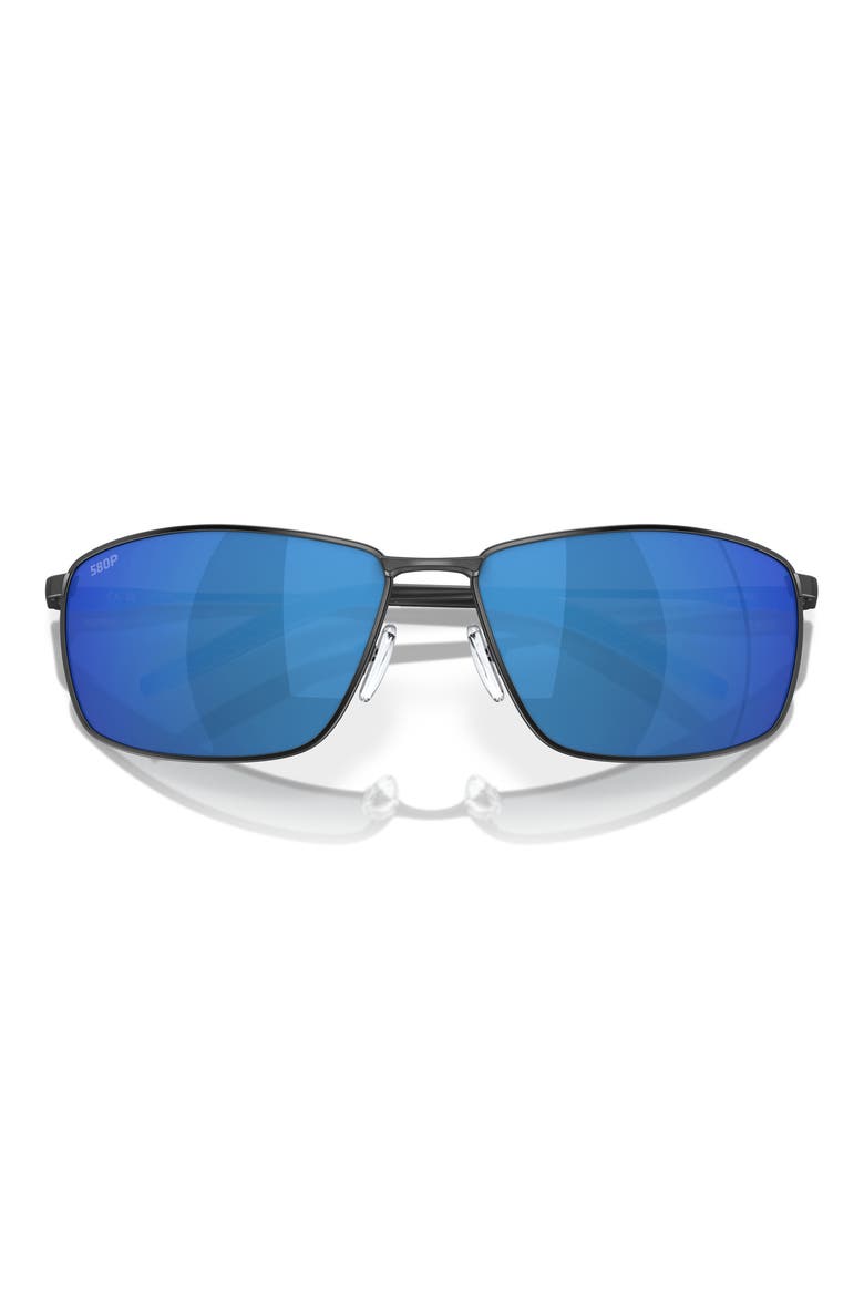 Turret 63mm Oversize Polarized Mirrored Rectangular Sunglasses, Alternate, color, BLACK / BLUE MIRROR 580P