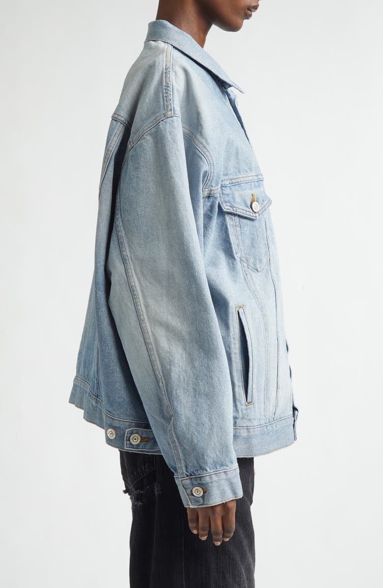 Balenciaga Regular Fit Denim Jacket, Alternate, color, Dirty Light Blue