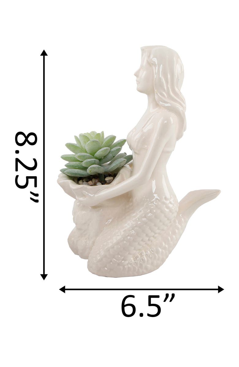 FLORA BUNDA White Faux Mermaid Succulent Planter, Alternate, color, 