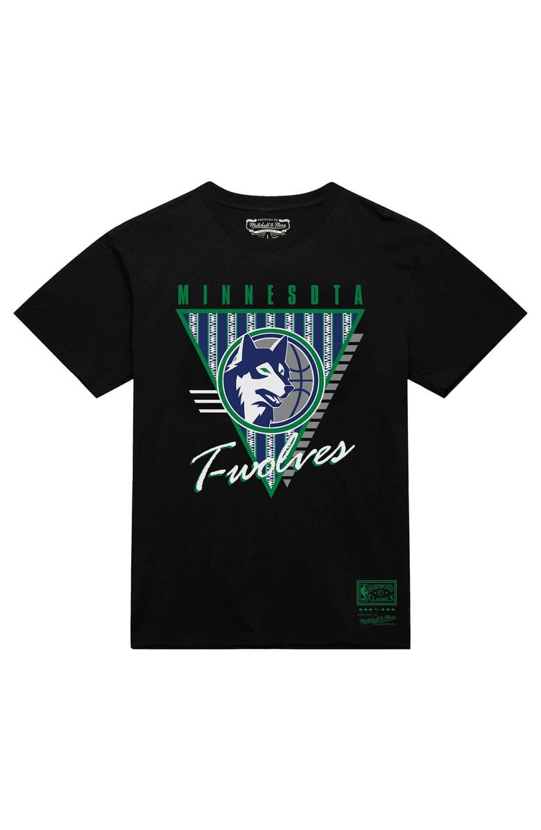 Mitchell & Ness Men's Mitchell & Ness  Black Minnesota Timberwolves Worldwide Collection Tri-Logo T-Shirt, Alternate, color, Black