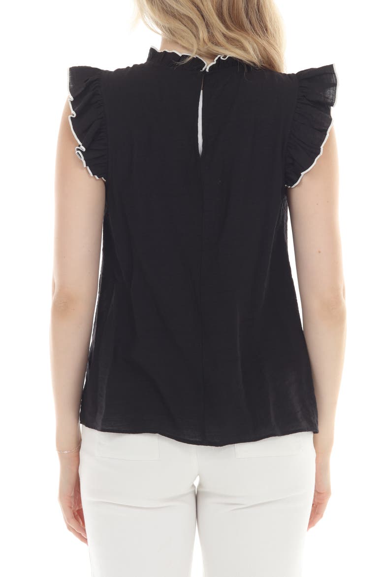 Ruffle Mock Top, Alternate, color, BLACK