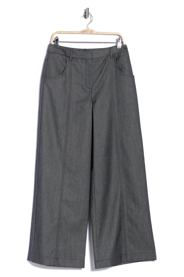 Delaney Wool & Cotton Wide Leg Pants, Main, color, MIDNIGHT