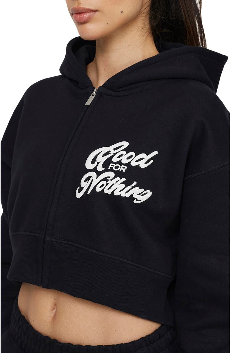 Good For Nothing Funk Relaxed Crop Zip Hoodie, Alternate, color, Black