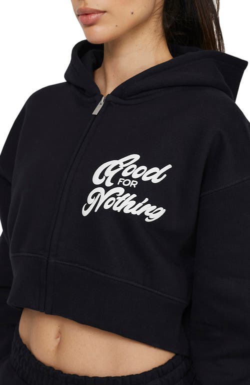 Good For Nothing Funk Relaxed Crop Zip Hoodie In Black