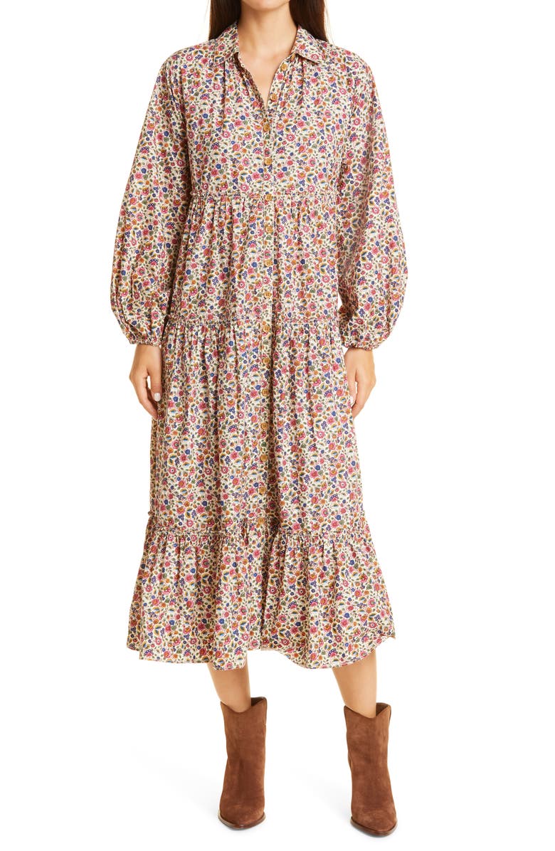 byTiMo '50s Cotton Long Sleeve Shirtdress, Main, color,