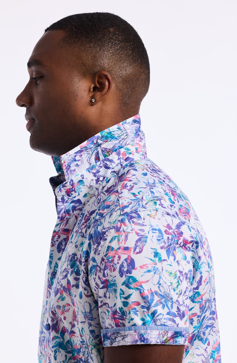 Robert Graham Jerome Short Sleeve Cotton Button-Up Shirt, Alternate, color, White/ Multi Floral
