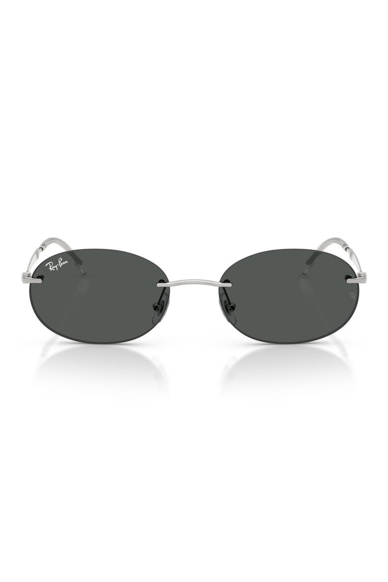 54mm Rimless Oval Sunglasses, Main, color, SILVER / DARK GREY