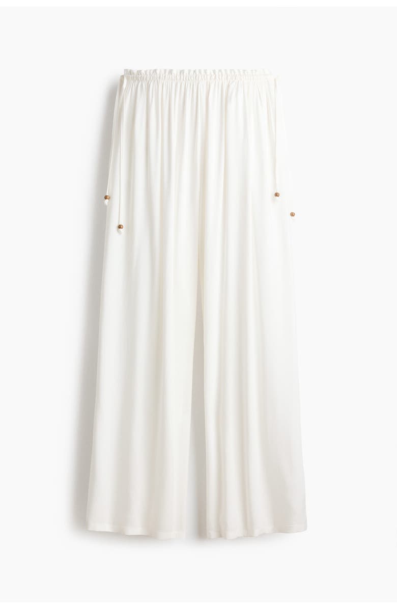H&M Wide Drawstring Trousers, Main, color, Ivory